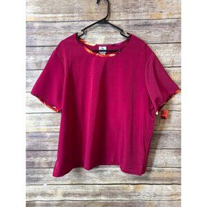 Sport Savvy Top 2X Raspberry Peachskin Crew Neck Shell Pink‎ Bright Short Sleeve